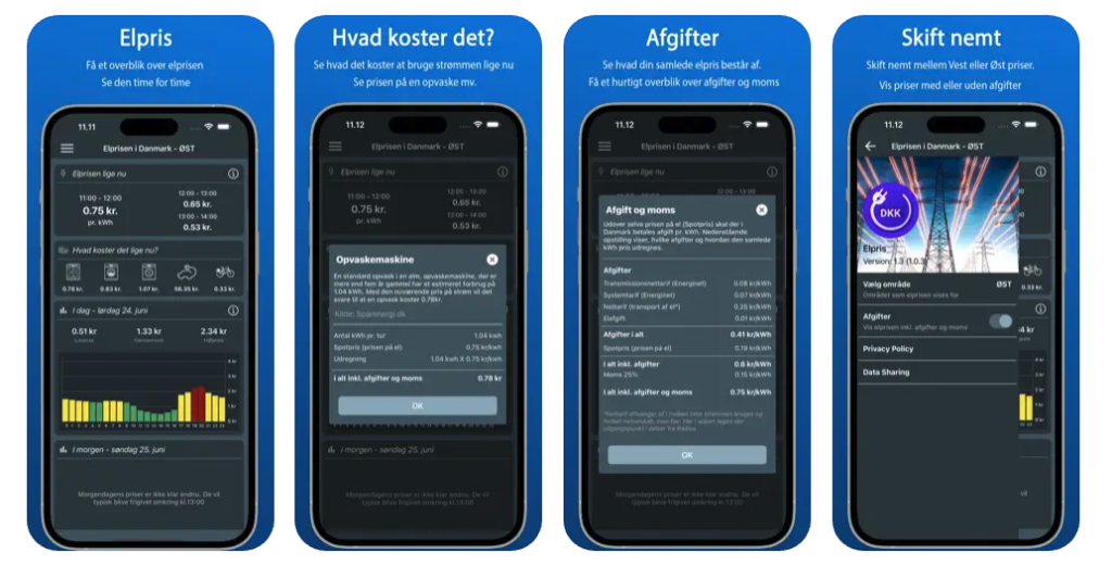 Elpriser app oversigt